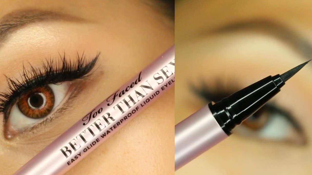 kalligrafi efterspørgsel halvt Toofaced Better Than Sex Waterproof Eyeliner Quick Review Swatch Tutorial  Asian Eyes Cat Eye - YouTube