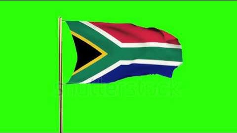 South Africa flag waving in the wind. Green screen, alpha matte. Loopable animation Stock video by