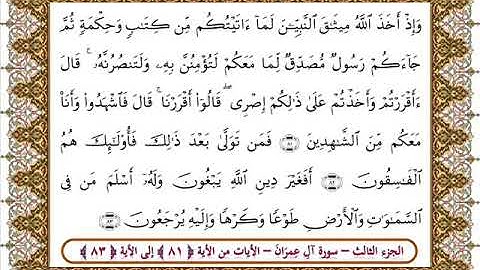 سورة آل عمران من الأية 81 -83 بصوت الشيخ على جابر