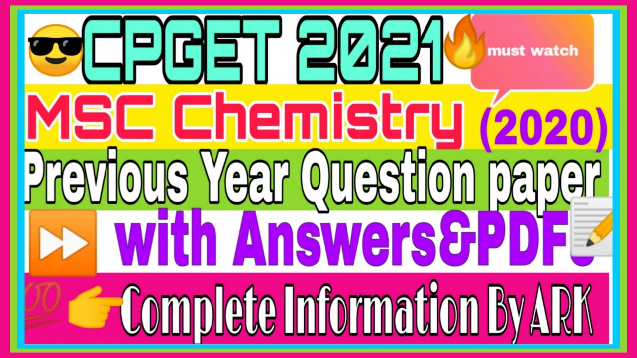 TS CPGET 2021//MSC chemistry//syllabus//previousyear question papers//Complete Information By ARK//