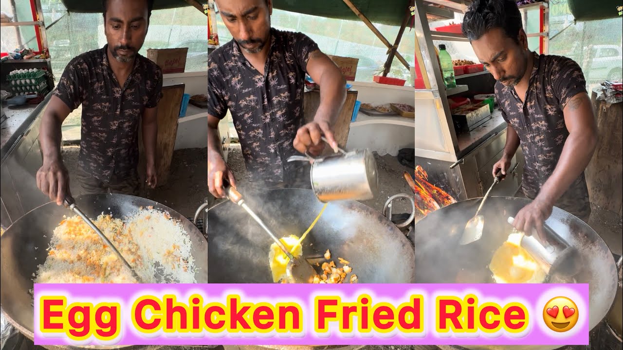 Hyderabad Street Style Egg Chicken Fried Rice 😍🔥 | Ultimate Desi Fried Rice with Crispy Chicken 🤩🍗