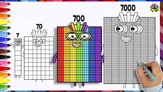 Numberblocks 7000,700,70 & 7 Drawing & Coloring For Kids | Learn To Draw Numberblock Easy Art  Start