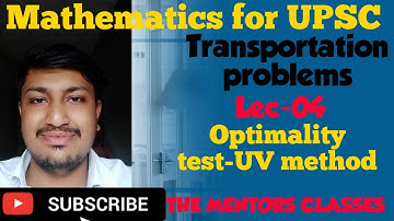 Transportation problems | UV method| MODI method |optimality test in Transportation problems