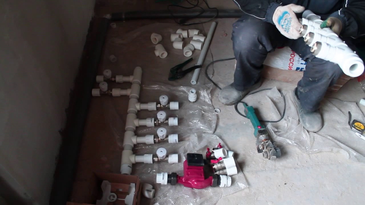 Коллектор в коттедж 350м2 полипропилен! - YouTube