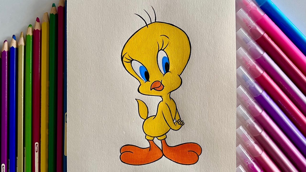 How to Draw Tweety Bird Step by Step 🐣| Easy Cartoon Drawing Tutorial | Drawing for Beginners