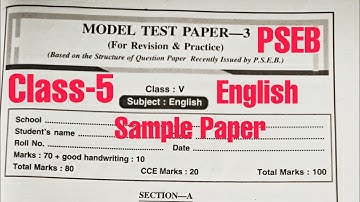 Class 5 English Sample paper 2023#pseb #solved #class5 #finalexam2023