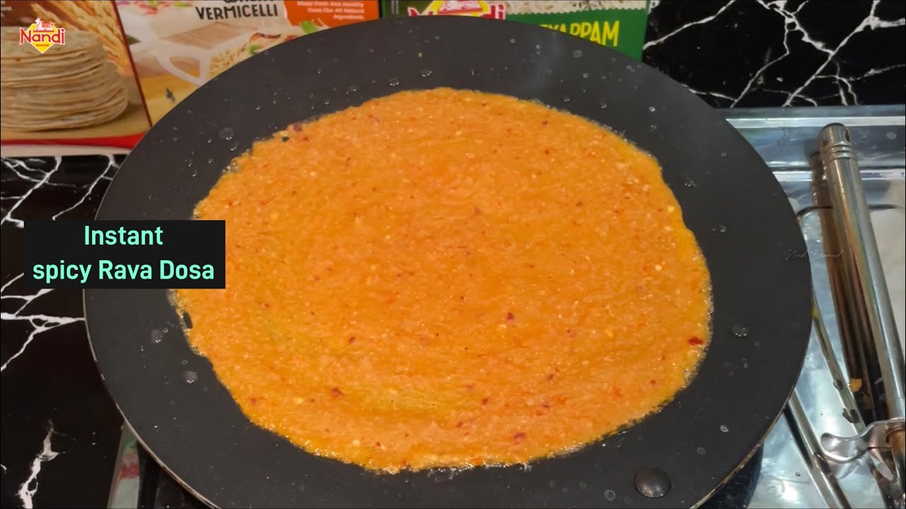 Spicy Red Rava Dosa - Dosa without Rice Flour - Instant Dosa Recipe # ...
