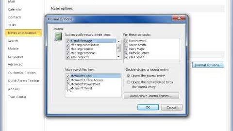 Outlook 2010 Automatically Record Items and Files