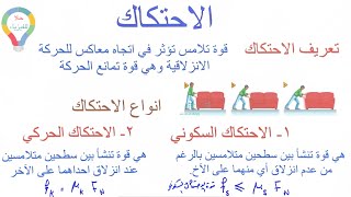 ( ٤٦ ) الاحتكاك - الاحتكاك السكوني والحركي - فيزياء ١ - مسارات