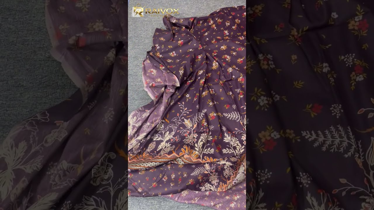 ডার্ক পার্পল আনস্টিচড ৩ পিস | জমজম লাক্সারি লন পিওর কটন