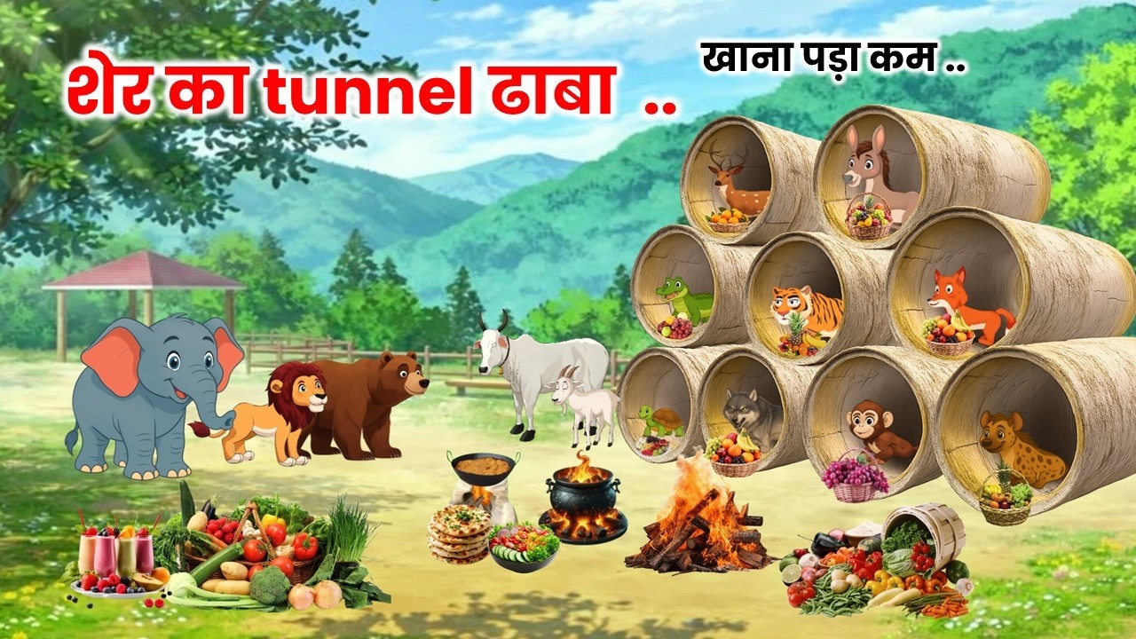 शेर का tunnel भंडारा | बुलावा मिला ही नहीं | Hindi Moral Story |  Hindi Jungle Story | Animal Story