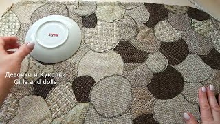 картинка: Придумала супер идею из мебельных лоскутов. Шикарный  ковер камушки.