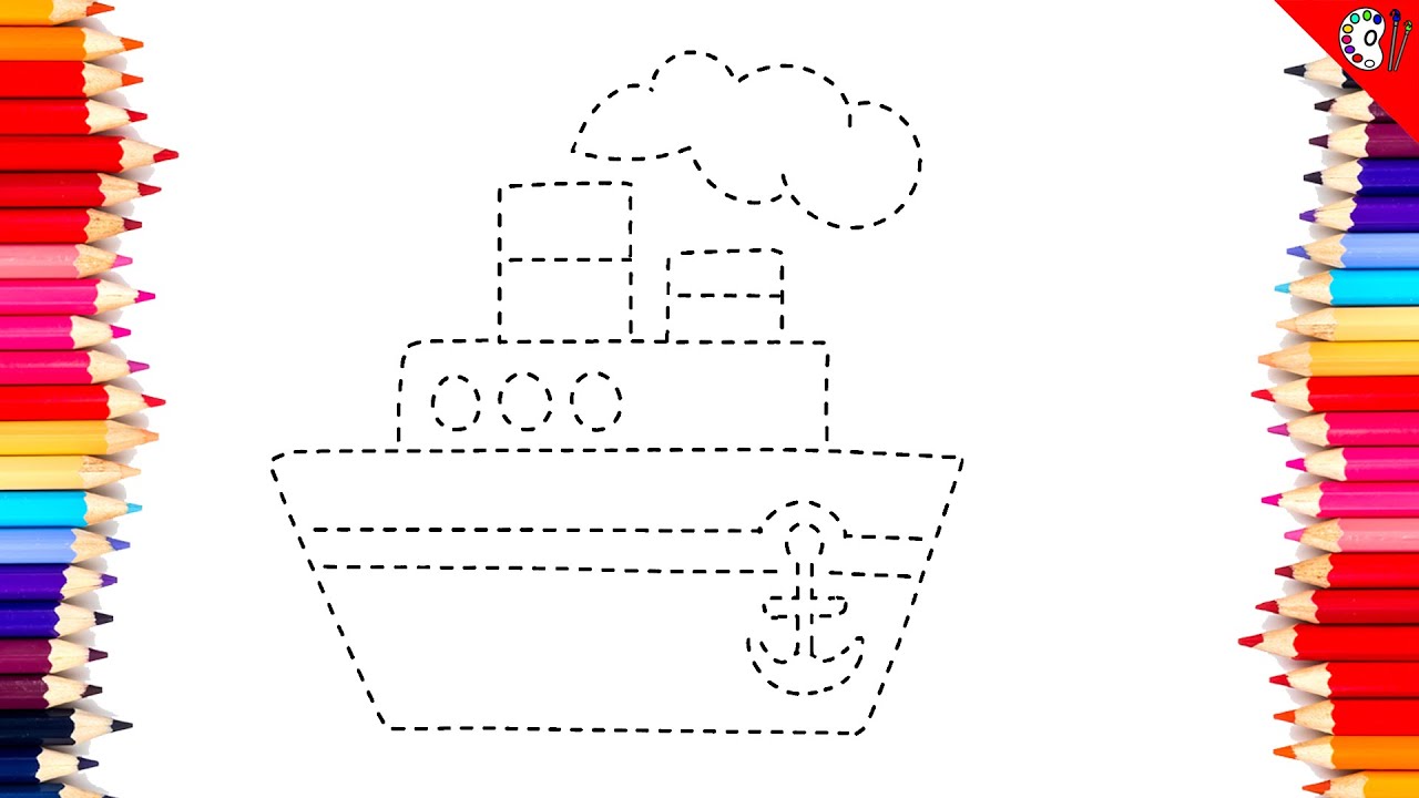 Рисование и раскрашивание кораблей пунктирными линиями для детей и взрослых | Давайте раскрашиват...