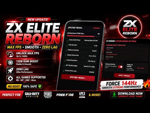 🚀 New ZX Elite Reborn v13 Update 🔥 144Hz + 12GB RAM Boost +