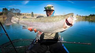 Catching a HUGE Rainbow Trout on my BRAND NEW Kayak!