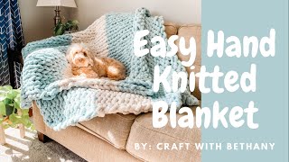 Easy DIY Hand Knit Blanket Tutorial with Chunky Yarn