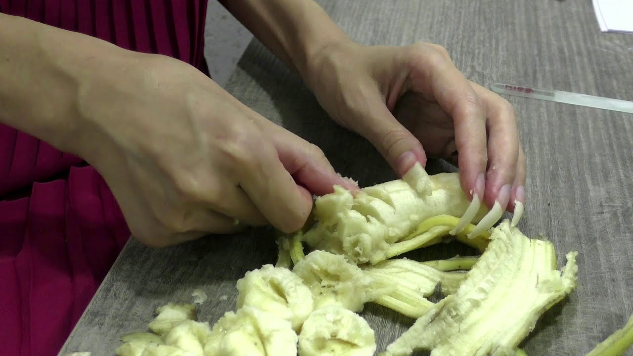 Hard scratching and slicing a banana (preview)