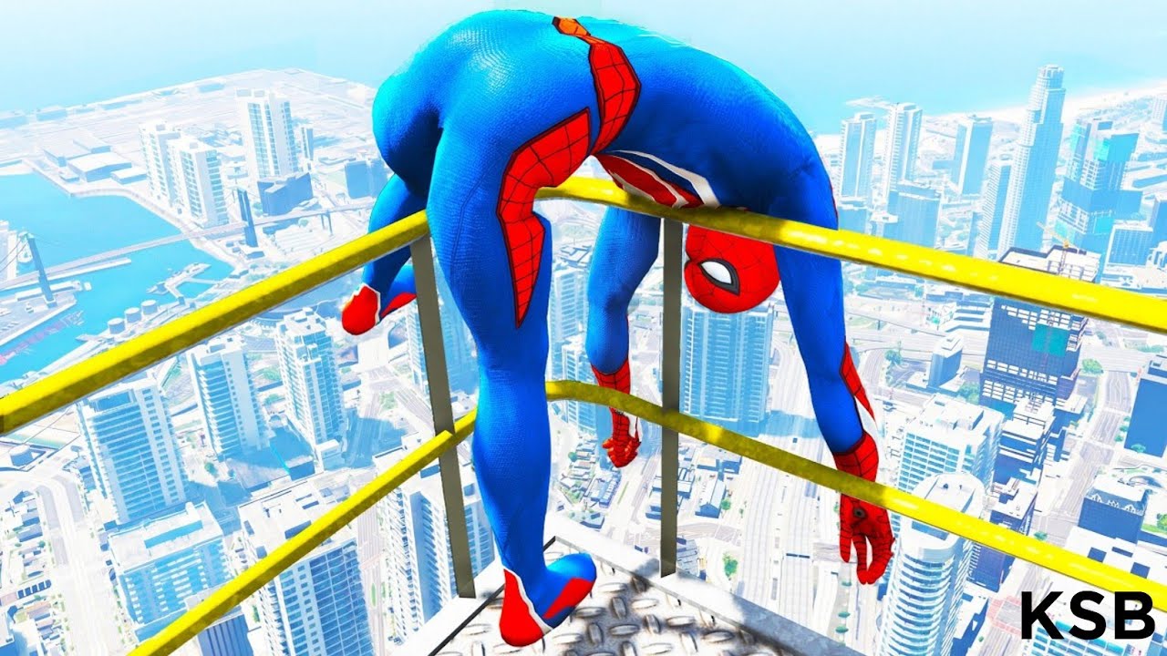 SPIDERMAN CRAZY JUMPS/FALLS #3 (GTA 5 Spider-Man Fails)