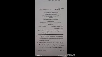 #BANKING AND FINANCE #MBF #Term-End #Examination #June2025 #MMPB-005 MARKETING OF FINANCIAL SERVICES