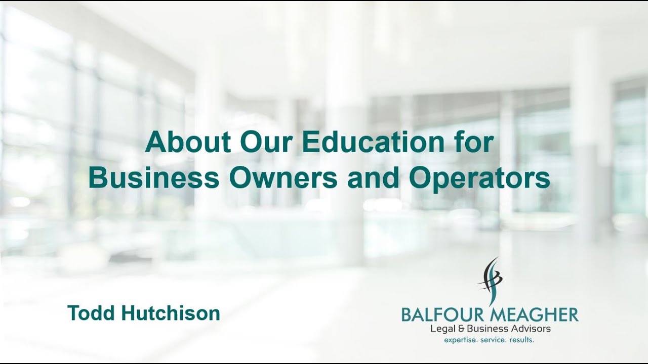Balfour Meagher Business Owner and Operator Training Offering YouTube