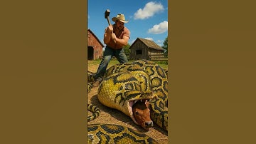 Will the man manage to save the cow from the snake?🐄🐍❓노인이 소를 뱀에게서 구해낼 수 있을까? #animals