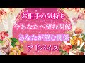 気になるお相手のあなたへの気持ち 今望むあなたとの関係 あなたが望む関係 あなたが望む関係になるためのアドバイス