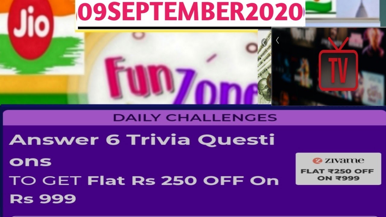 My Jio Funzone Trivia Quiz Answers Today/09September2020