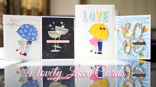 4 Valentine day / Galentine day cards / Love cards / Spellbinders December 2023 Club Kits
