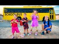Five kids teach school bus rules with friends  more childrenss