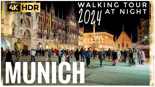 Munich, Germany in 4K HDR - Night Walking Tour in City Center during busy Weekend | iPhone 15 Pro