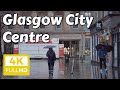 Rainy Tuesday Morning City Walk - Glasgow City Centre, Scotland | 4K, Binaural Audio