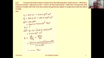 Compute the bulk modulus of water from the following data : Initial volume = 100.0 litre, Pressure i