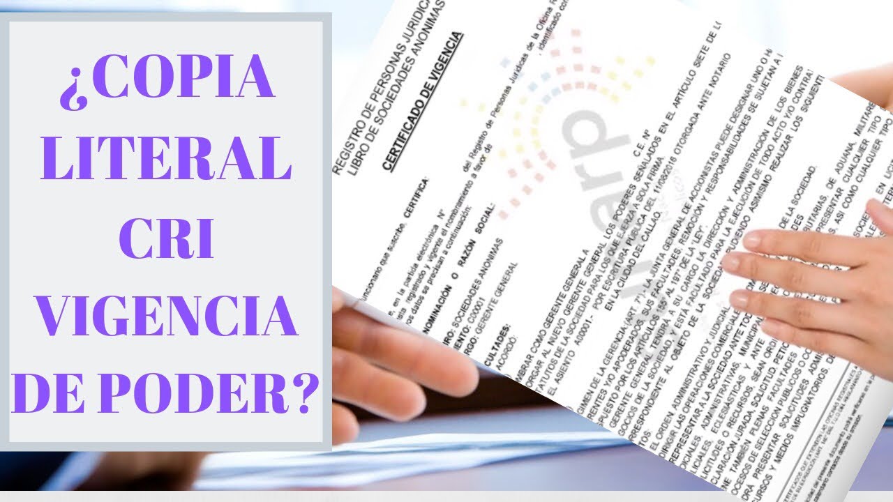  Qu Es Una COPIA LITERAL CRI Y VIGENCIA DE PODER Sunarp Per Curso