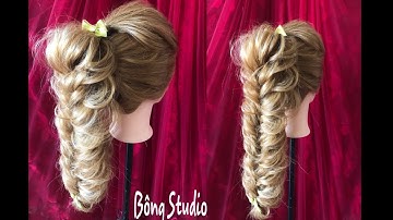 Hướng dẫn làm tóc cô dâu đơn giản( tóc cột cao tết thả siêu dể thương) Bông Studio mẫu 47