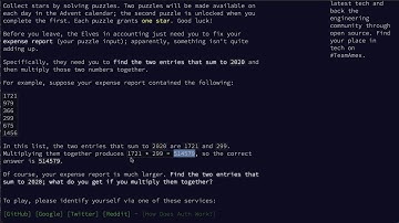 2020 Advent of Code Day 1 Part 1 in Python