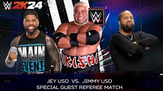 WWE 2K24 - Jimmy Uso vs Jey Uso with Rikishi As Special Guest Referee