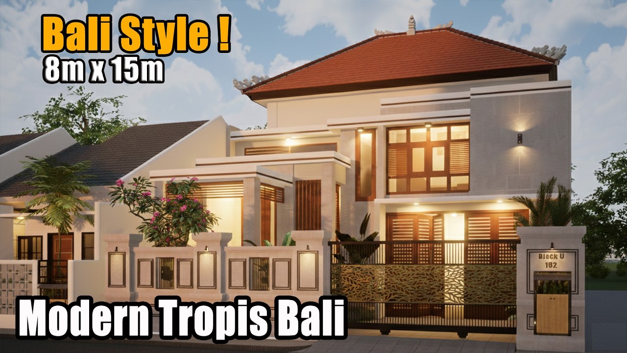 Rumah Modern Tropis Bali 2 Lantai | Desain Fasad Mewah Ala Villa Resort