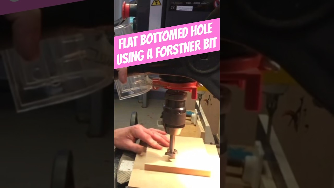 Forstner bit drilling flat bottom hole demonstration