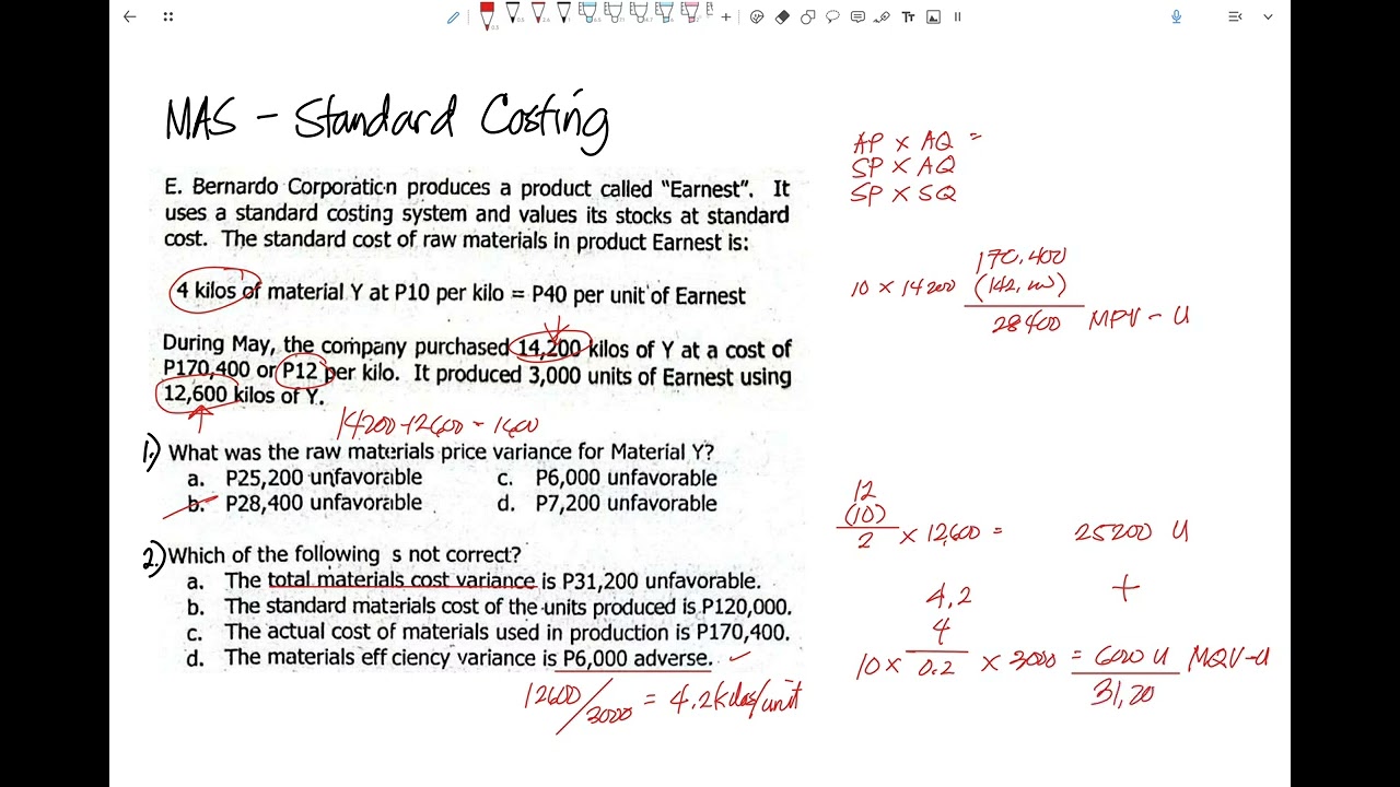 MS - STANDARD Costing (Materials Variance)