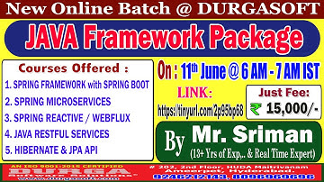 JAVA FRAMEWORK PACKAGE Online Training @ DURGASOFT