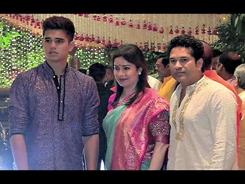 Sachin Tendulkar With Wife Anjali And Son Arjun At Mukesh Ambani Ganpati Chaturthi Puja