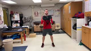 Backpack goblet squat
