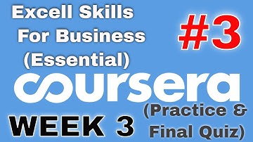 Coursera Excel Skills for Business: Essentials Week 3 Final Quiz Solutions