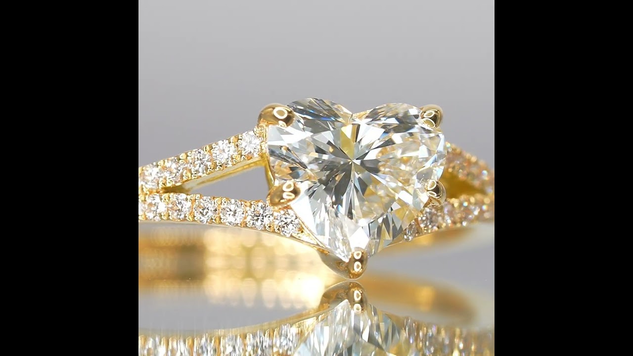 ハートシェイプダイヤモンドリング D 1.02ct F-SI1 D 0.22ct K18YG GIA