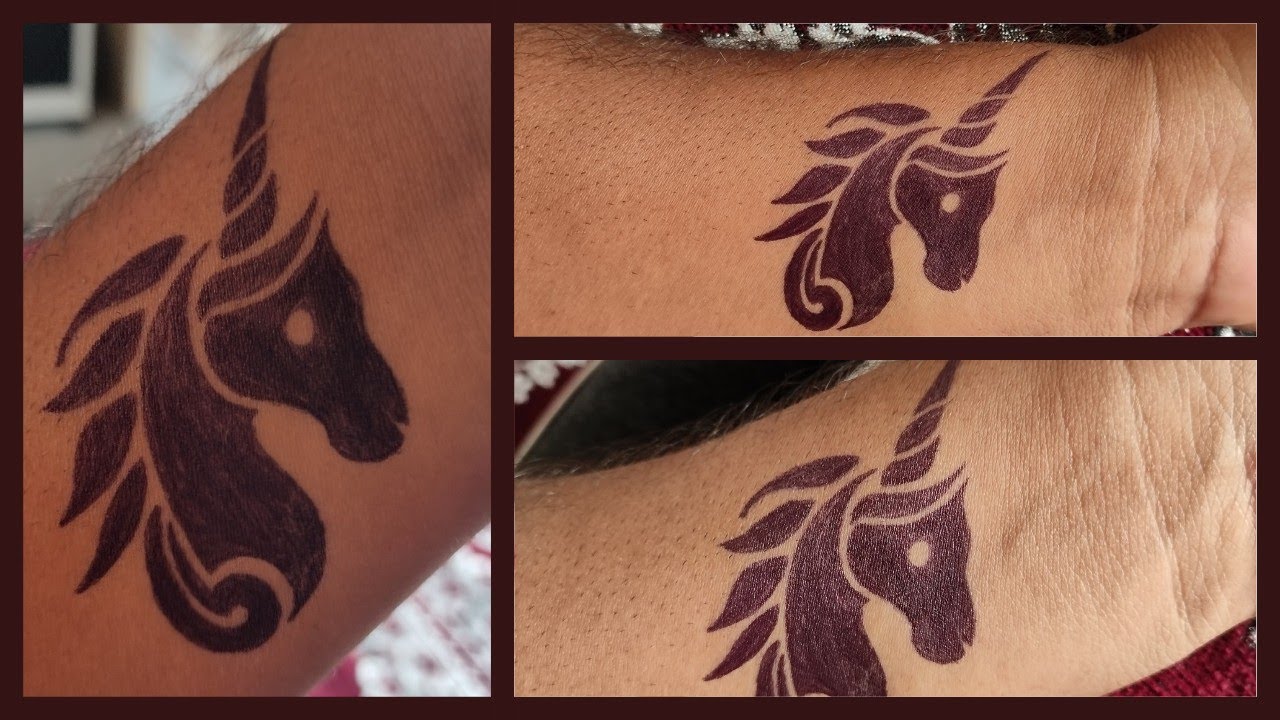 How to make Horse Tattoo with Black Pen || Temporary Horse Tattoo || Trible Hosre Tattoo || Horse