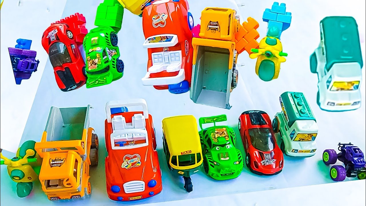 Colourful blocks break with new toys and colour learning, gadi wala