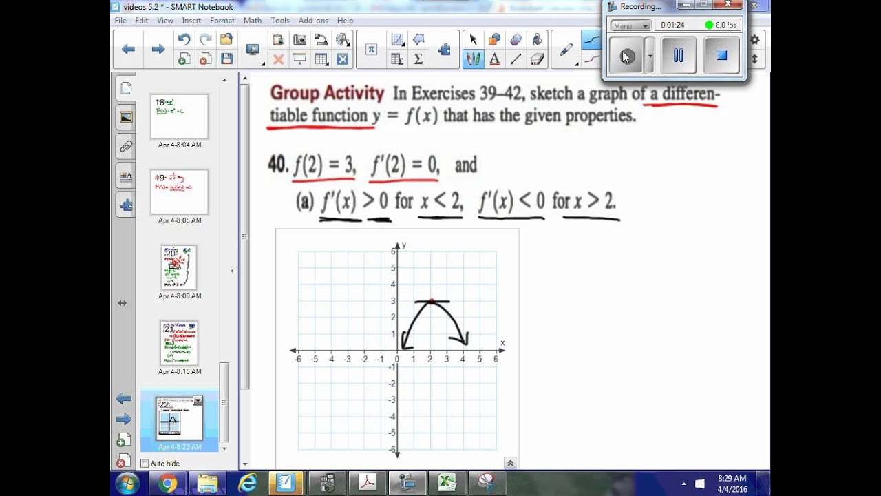 Sketch a graph given a point and information about the derivative - YouTube
