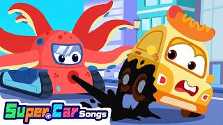 Octopus Car Assault 🐙 | Wild Marine Car Combat Song | Car Songs & Nursery Rhymes | SuperCar