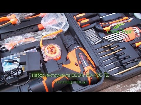 Шурупокрут акумуляторний Edon ED-40L-TZ з набором (2 Li-ion батареї, 21V-2.0AH, Гарантія 2 роки), видео 2