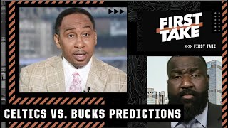 Stephen A. \& Kendrick Perkins offer up Celtics vs. Bucks predictions 👀 🍿 | First Take